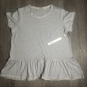 NWT black and white Aubrey peplum strip shirt M